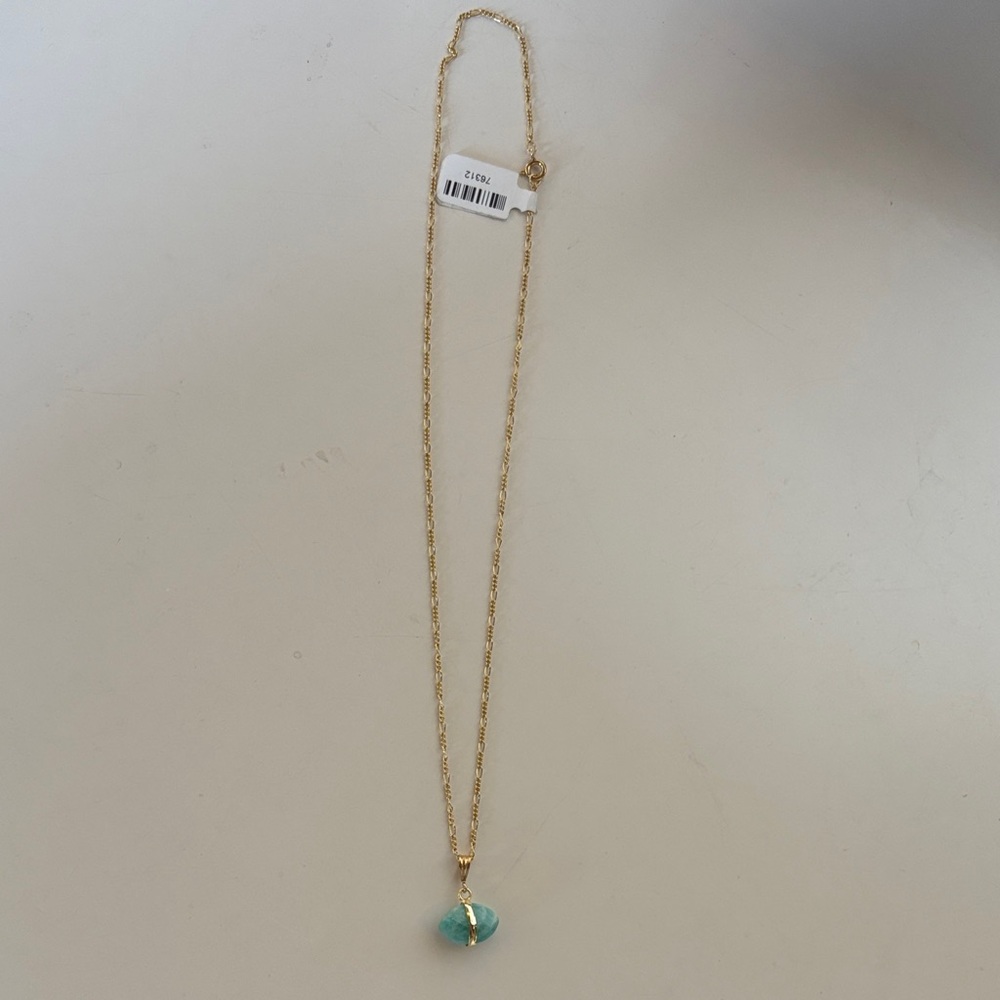Odette NY Gold Necklace with Blue Pendant